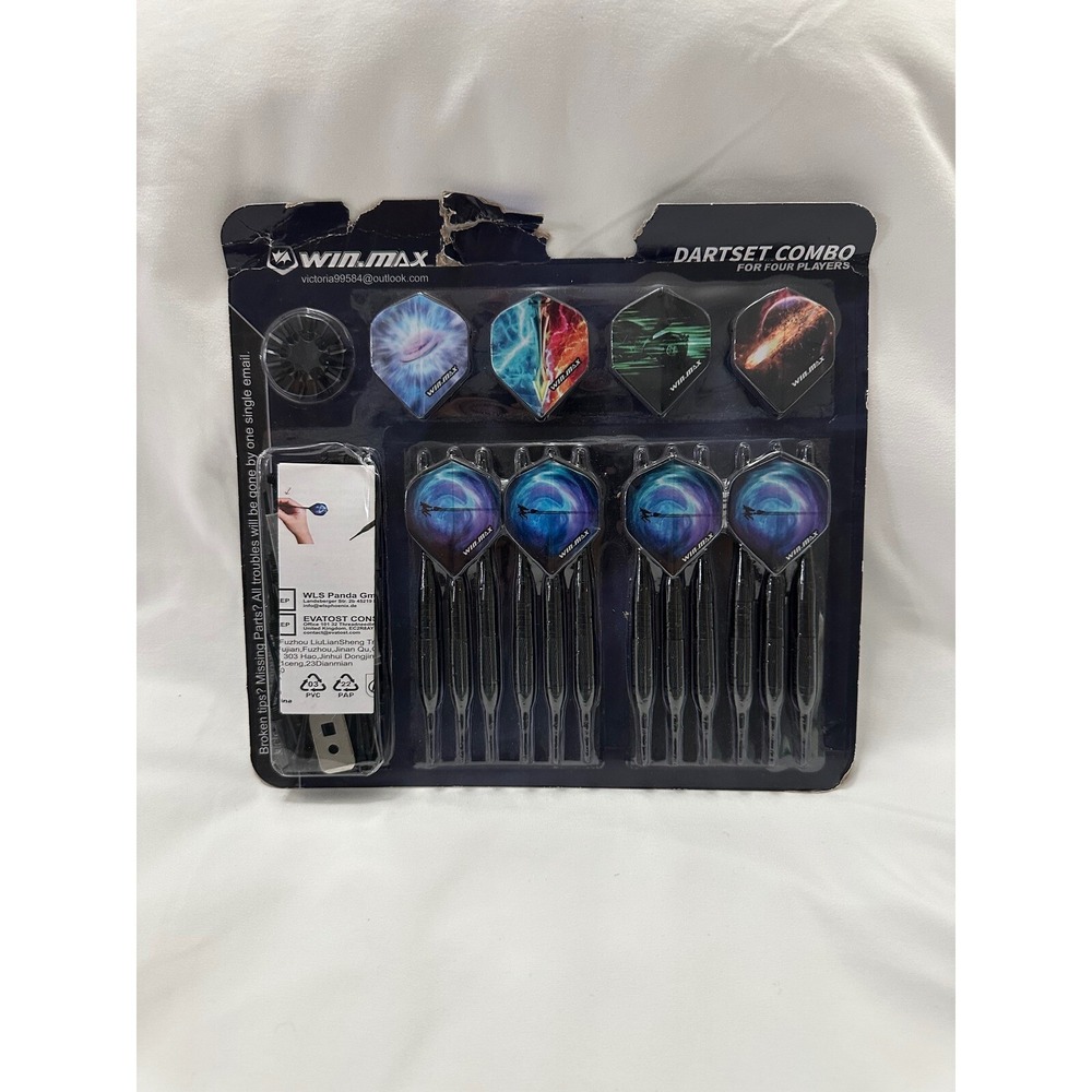 Win.Max Dart Set Combo for Four Players Plastic Tip Darts New